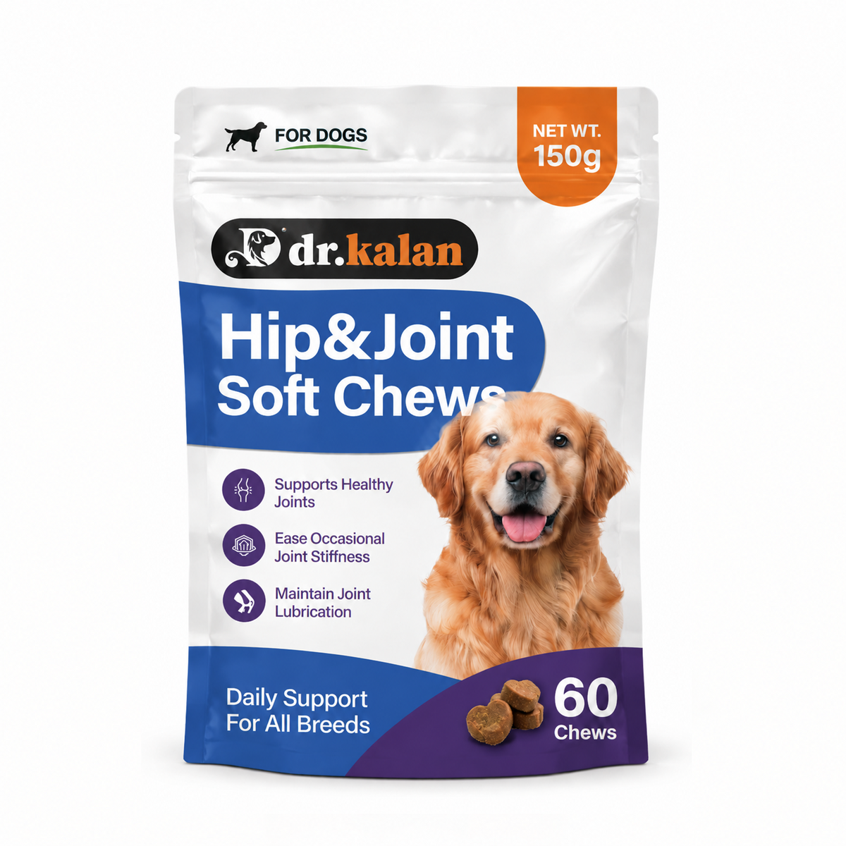 Dr. Kalan Hip & Joint Soft Chews for Dogs, 60 Chews, 150 g