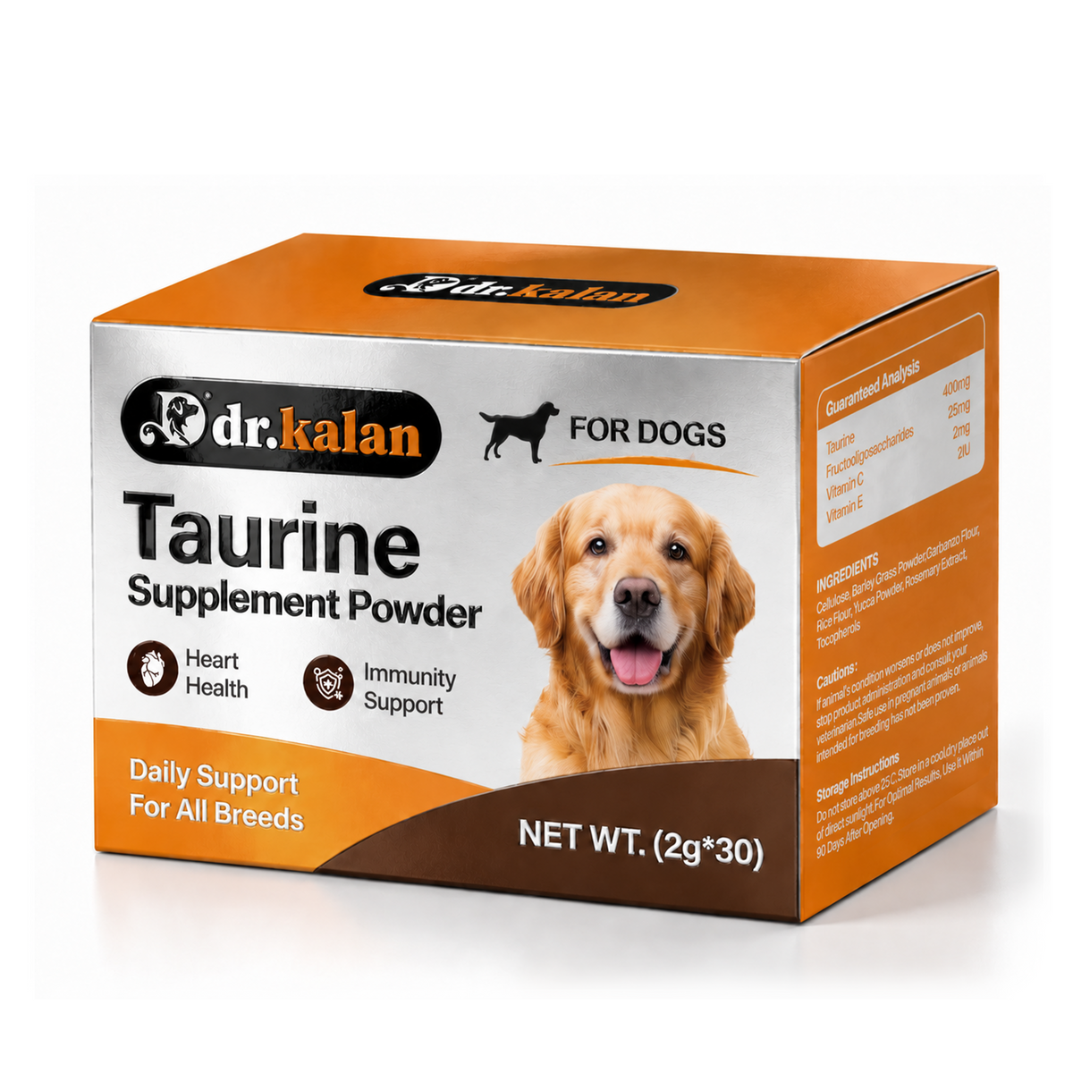 Dr. Kalan Taurine Supplement Powder for Dogs, 30 Sachets × 2 g