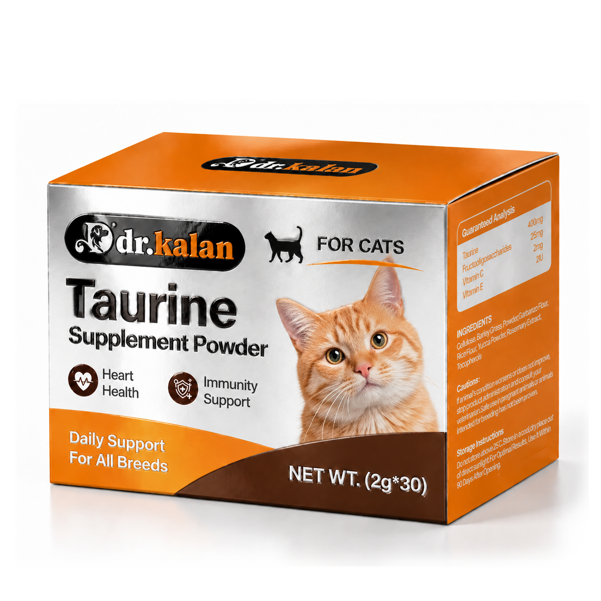 Dr. Kalan Taurine Supplement Powder for Cats, 30 Sachets × 2 g