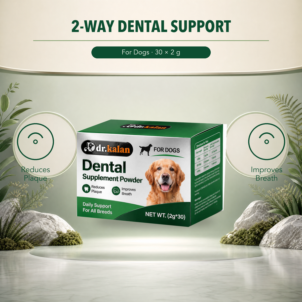 Dr. Kalan Dental Supplement Powder for Dogs, 30 Sachets × 2 g
