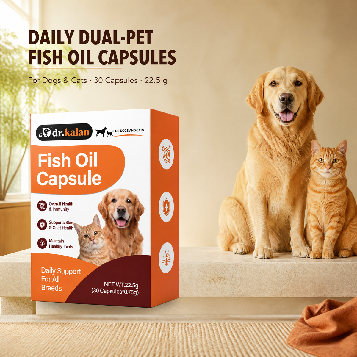 Dr. Kalan Fish Oil Capsules for Dogs & Cats, 30 Softgel Capsules (22.5 g)