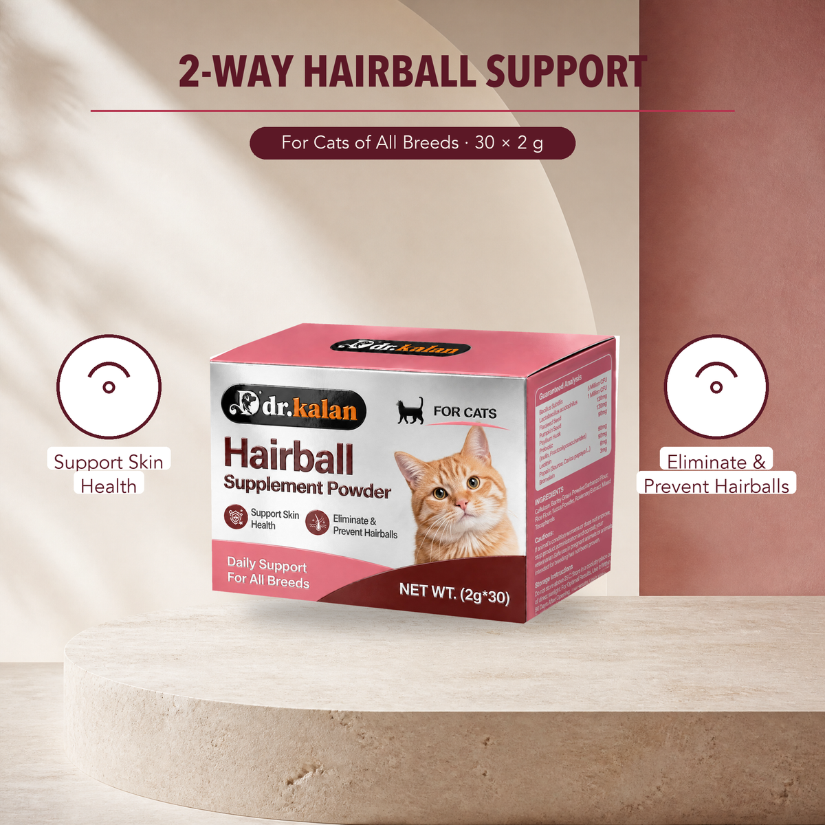 Dr. Kalan Hairball Supplement Powder for Cats, 30 Sachets × 2 g
