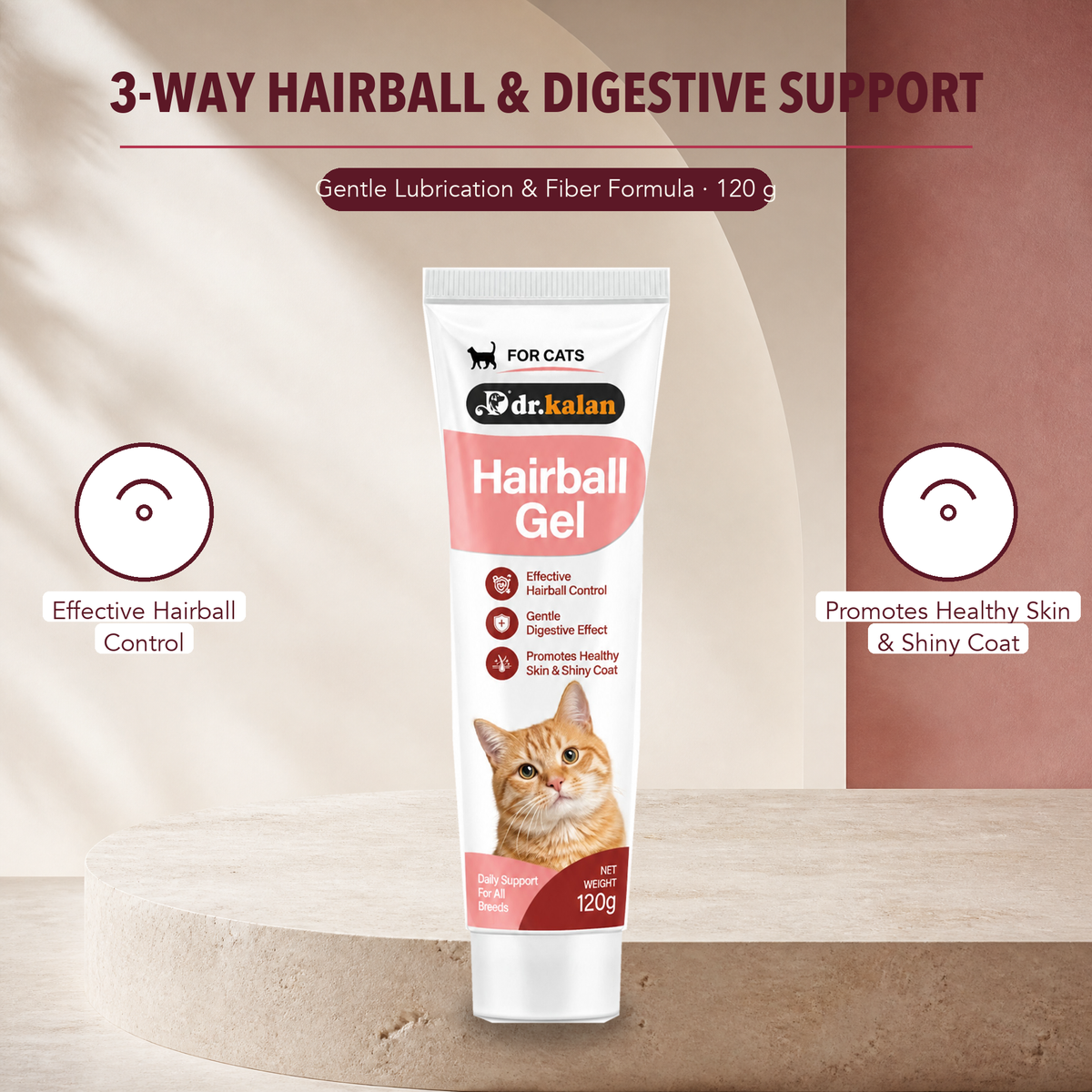 Dr. Kalan Hairball Relief Gel for Cats, 120 g Tube