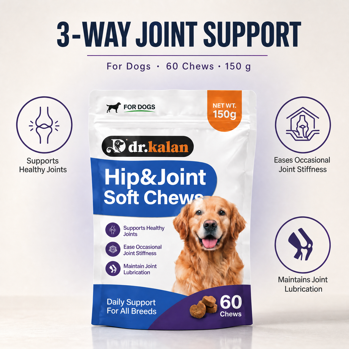 Dr. Kalan Hip & Joint Soft Chews for Dogs, 60 Chews, 150 g