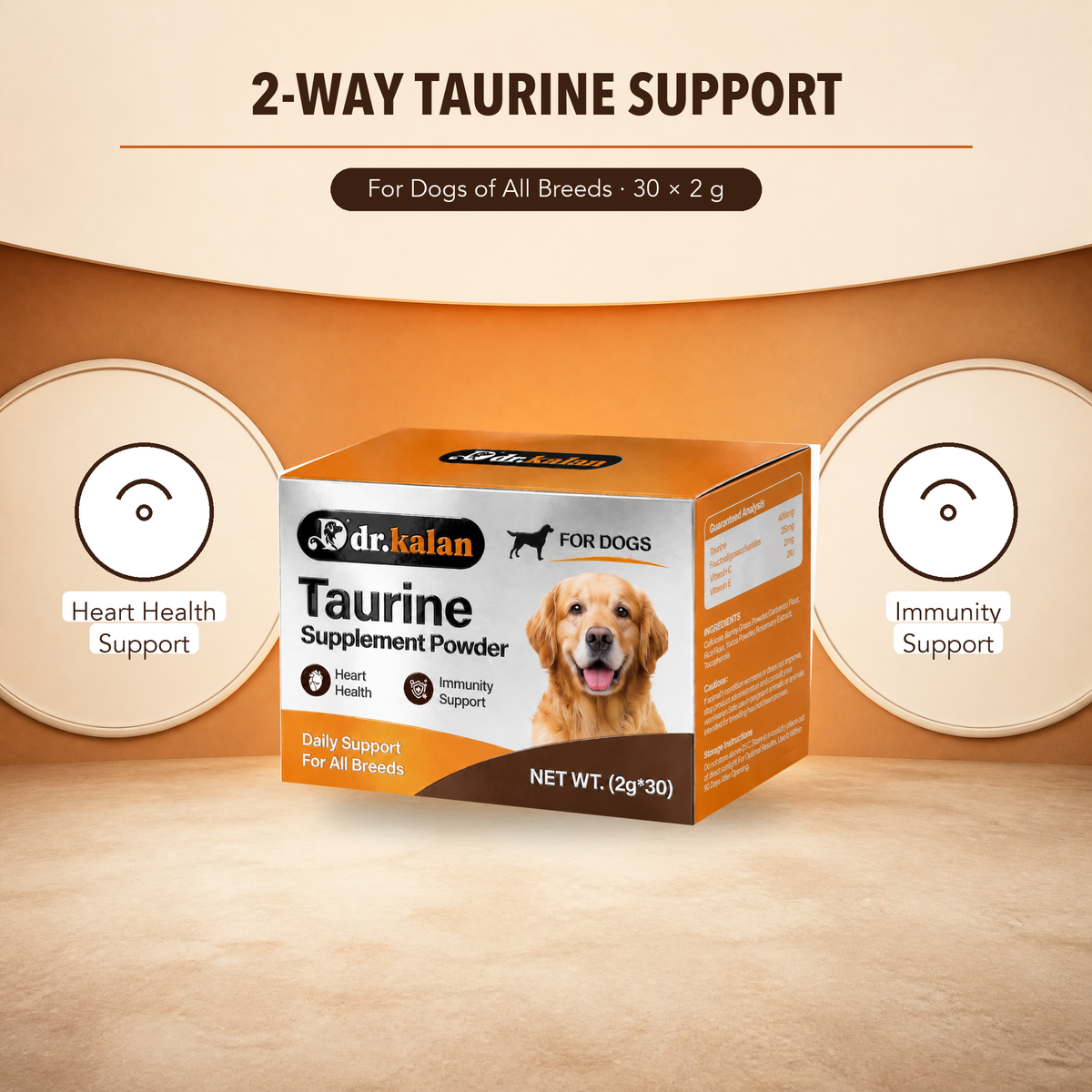 Dr. Kalan Taurine Supplement Powder for Dogs, 30 Sachets × 2 g