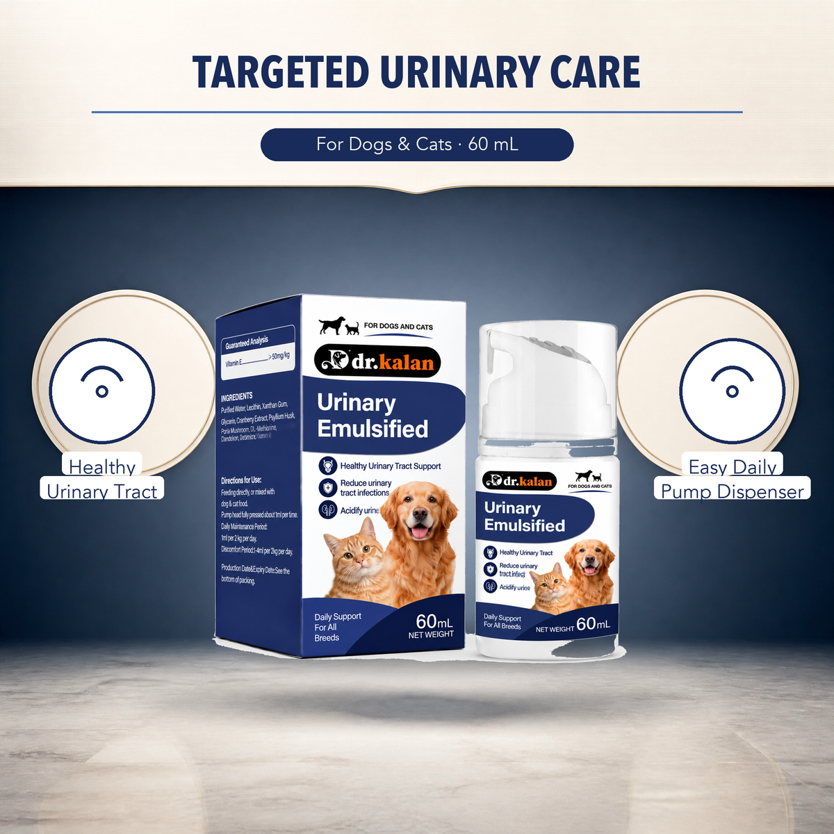 Dr. Kalan Urinary Emulsified Liquid for Dogs & Cats, 60 mL